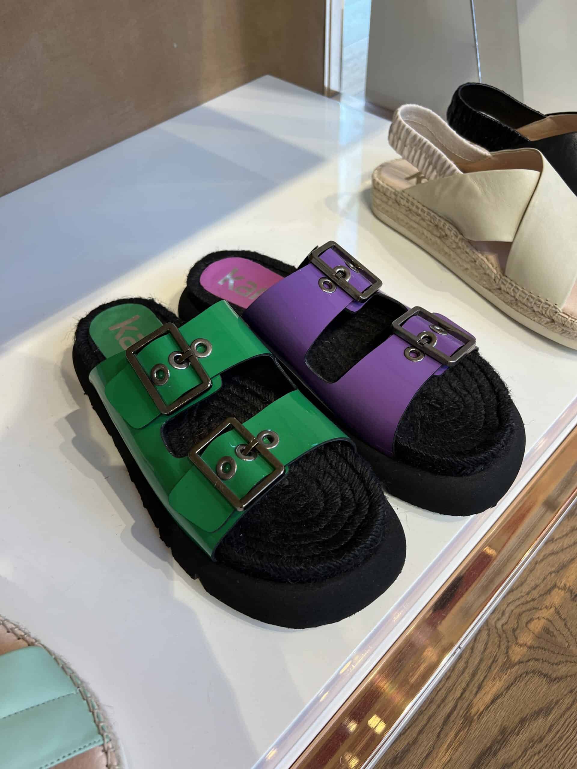 18 retail women ss23 sandals slide rubber soles leather naturals buckles black green purple lafayette