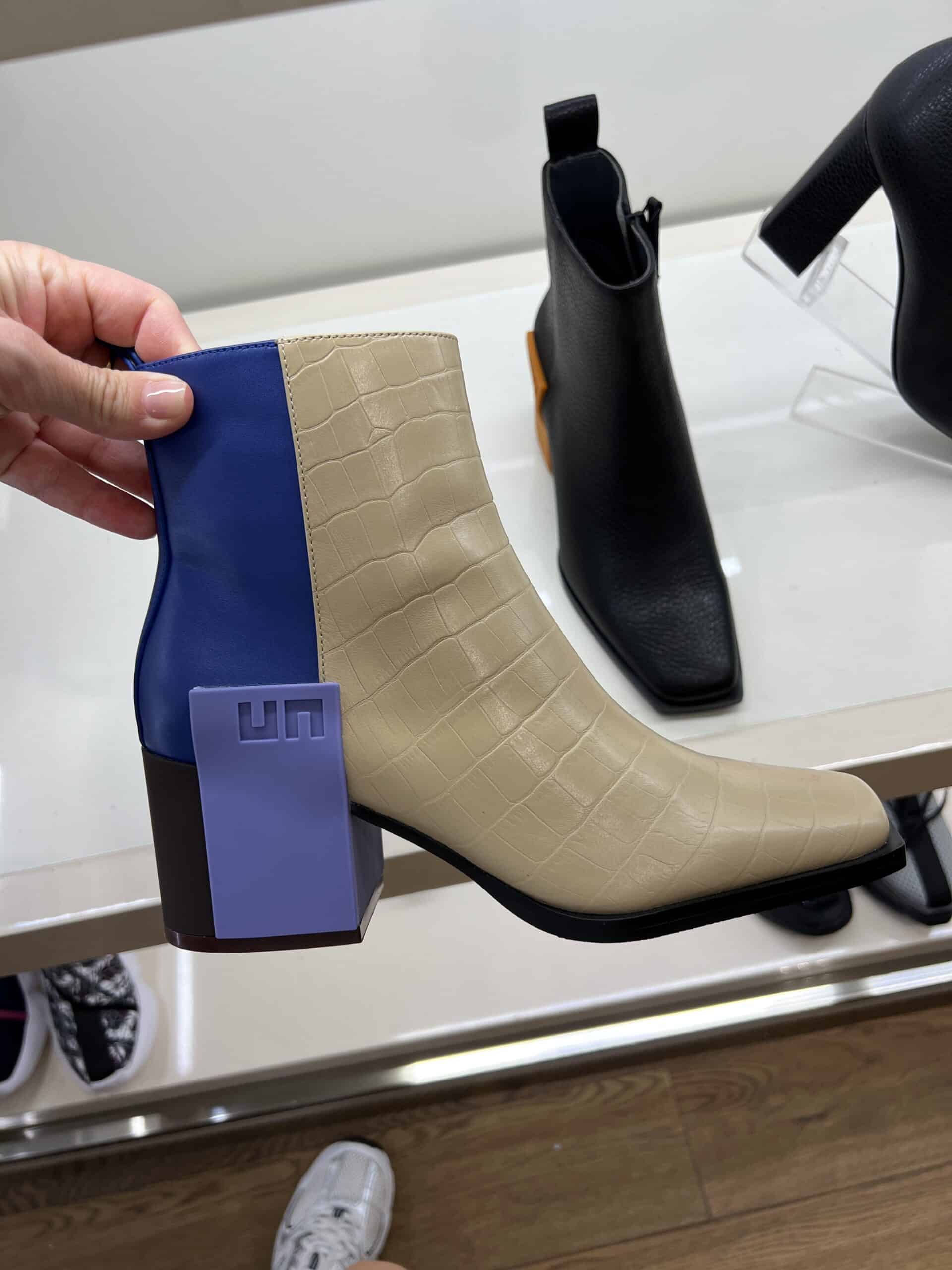 retail women ss23 booties block heels leather suede beige blue united nude