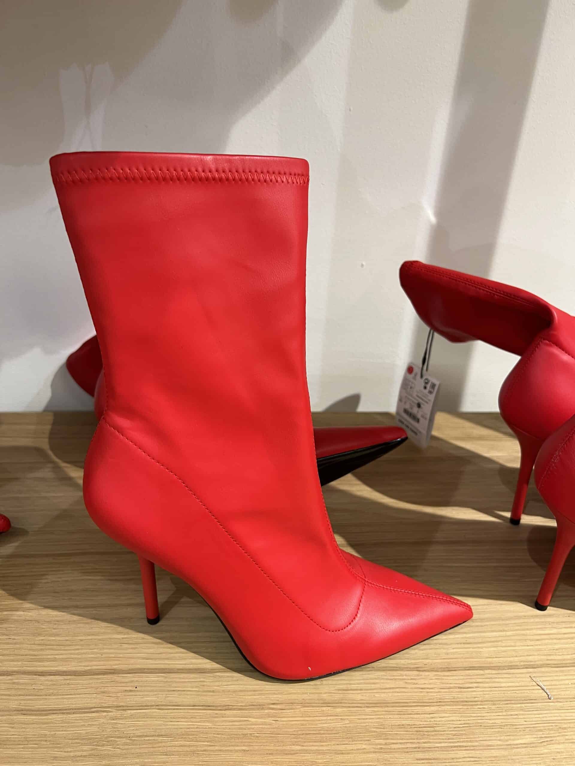 retail women ss23 booties leather red bershka