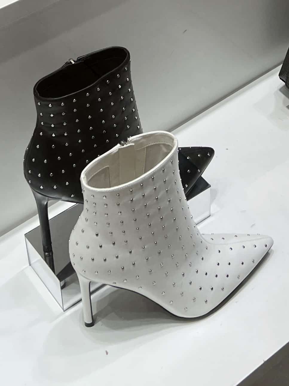 retail women ss23 booties leather studs black white nine west