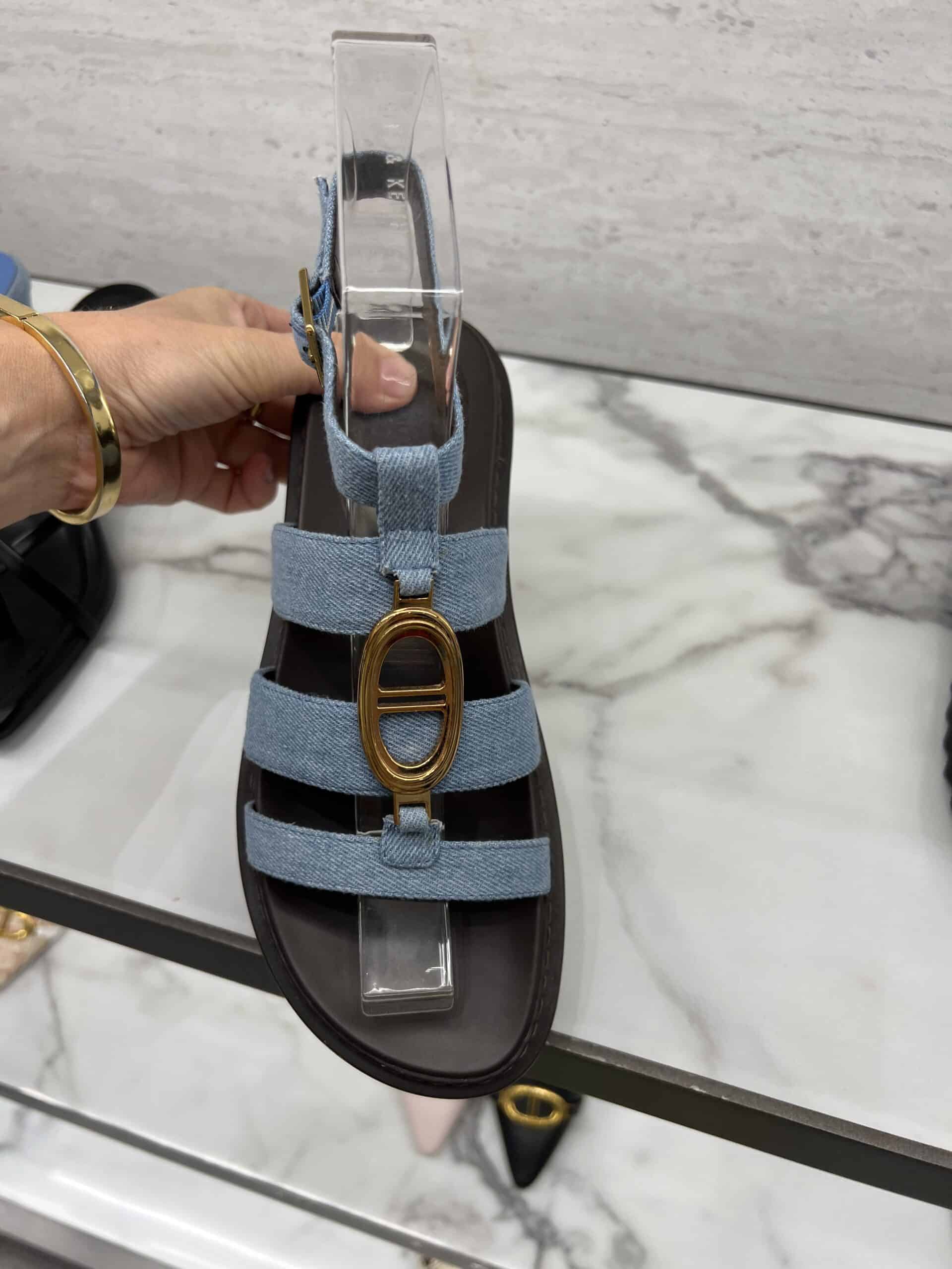 retail women ss23 flat sandals caged sporty flatform cleated leather denim metals black blue white charleskeith 3