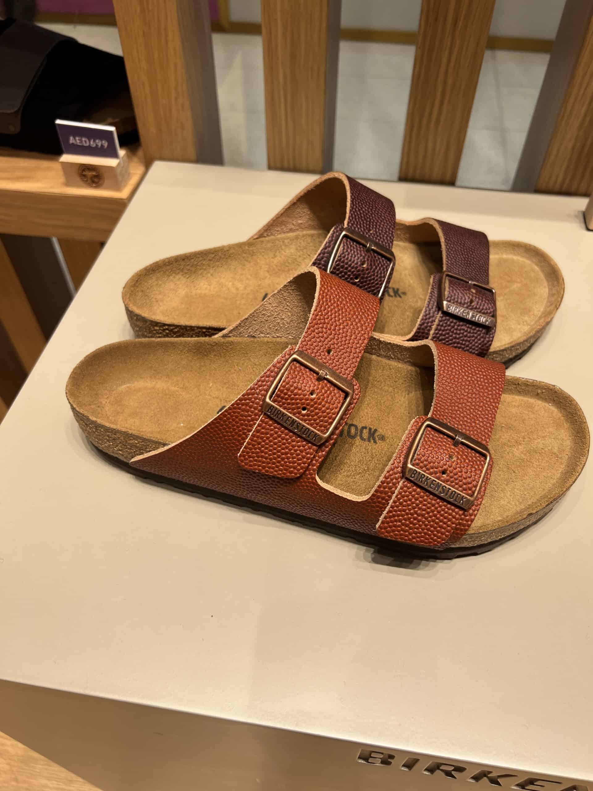retail women ss23 flat sandals slide crepe soles anatomic leather buckles burgundy orange birckenstok