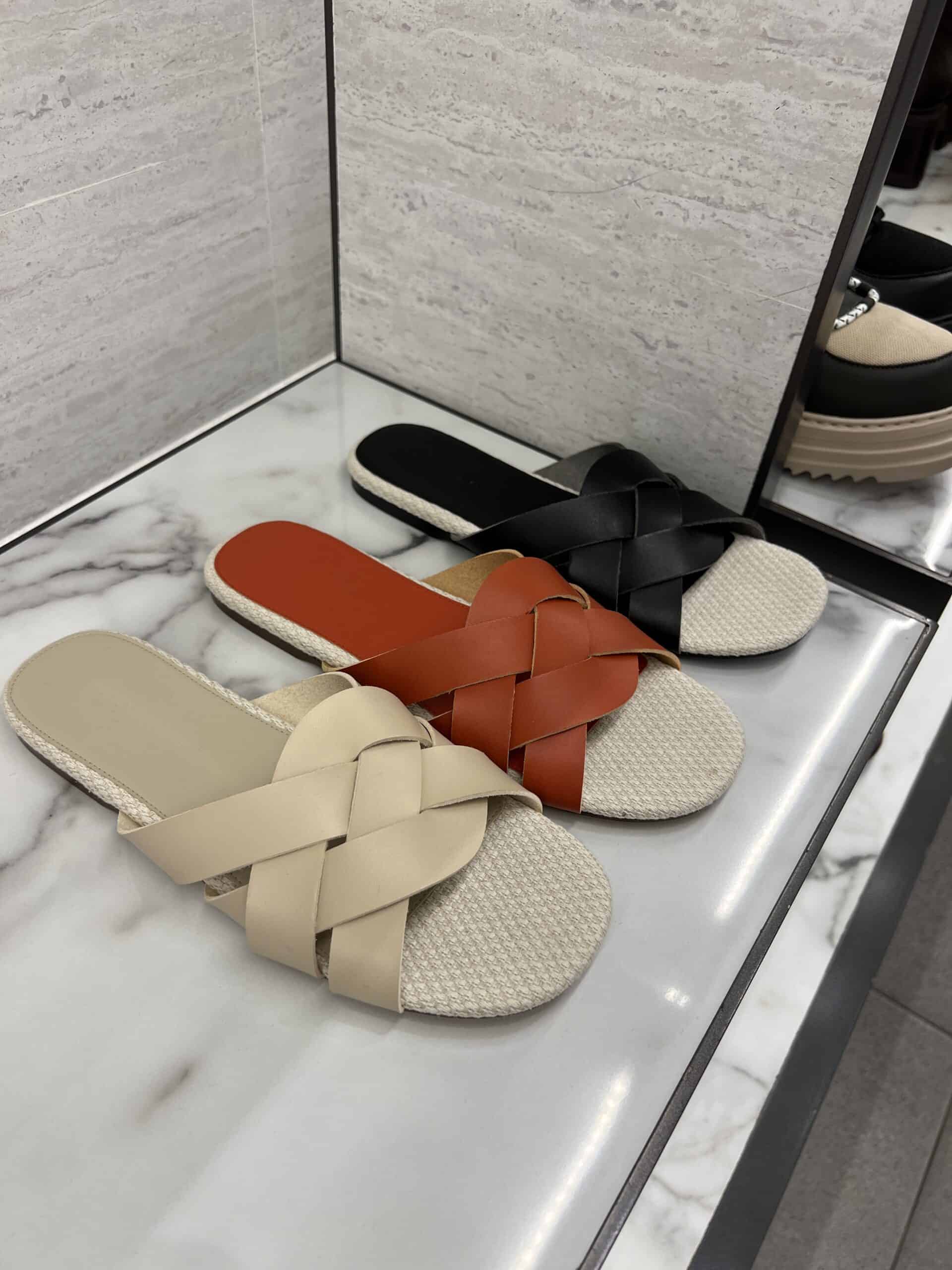 retail women ss23 flat sandals slide leather naturals tresse beige black orange charleskeith 1