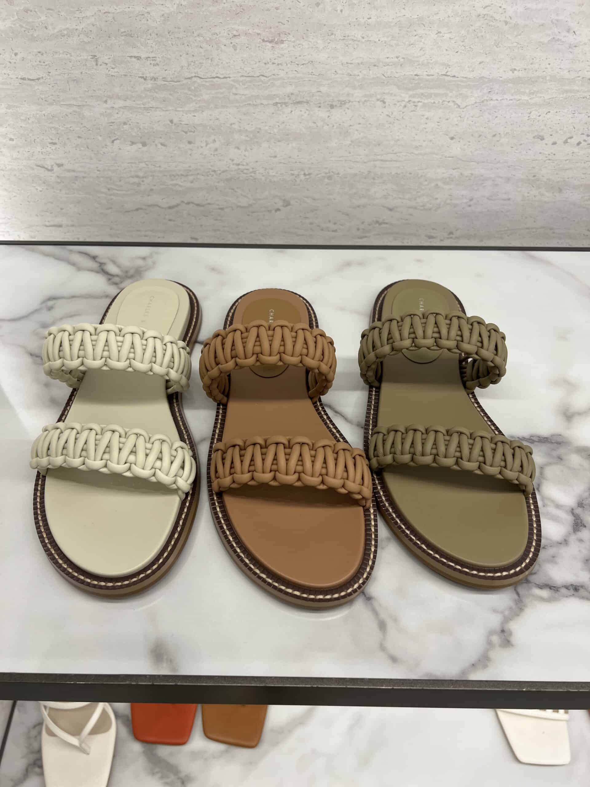 retail women ss23 flat sandals slide leather tresse neutrals charleskeith 1