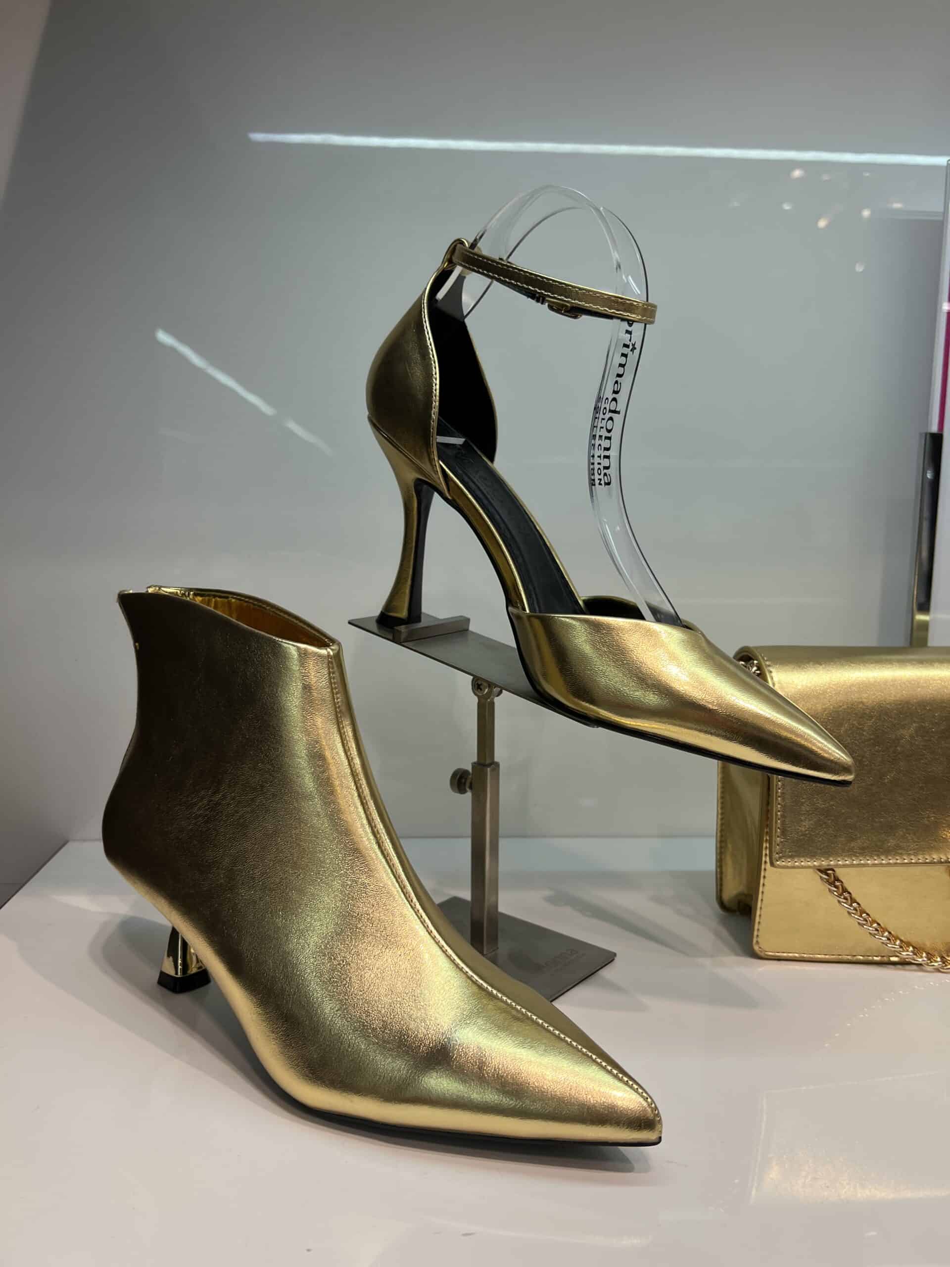 retail women ss23 party booties scarpins slingback leather metallics gold primadonna