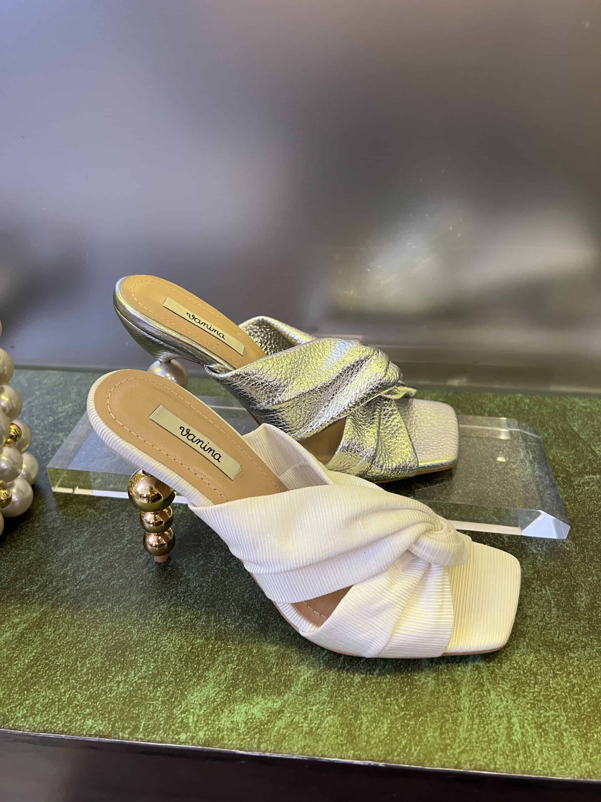 retail women ss23 sandals mule feature metals leather woven metallics silver white vanina 1