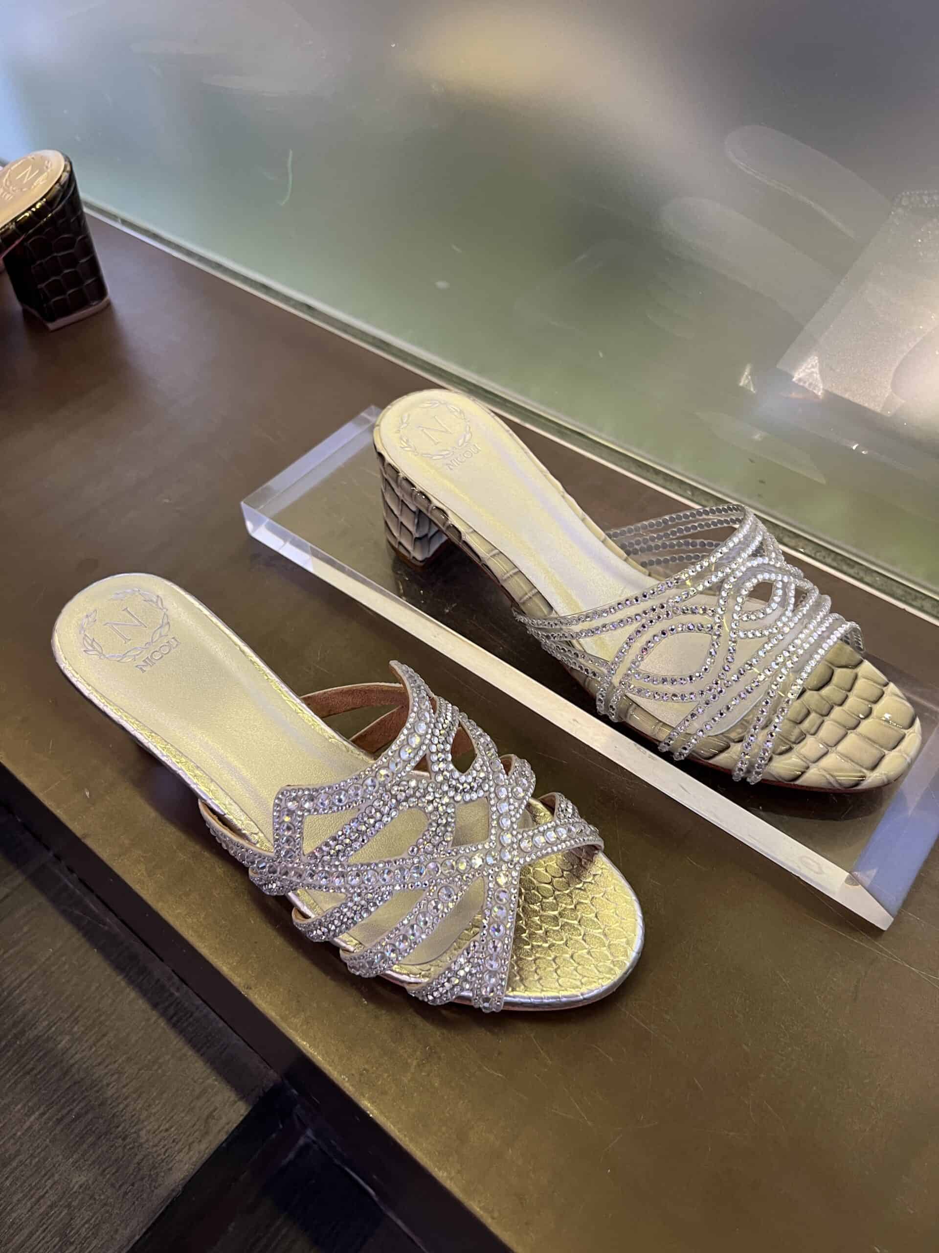 retail women ss23 sandals mule leather croco snake crystals beige aldo