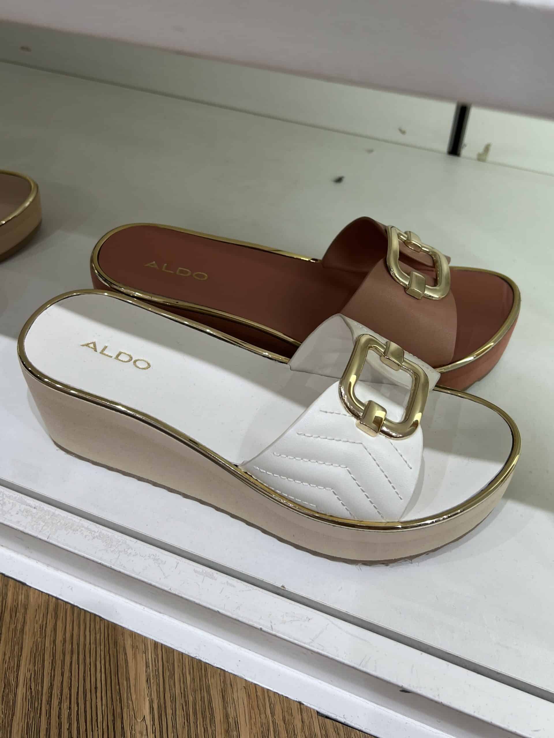 retail women ss23 sandals mule platform leather matelasse buckles pink rose white aldo 2