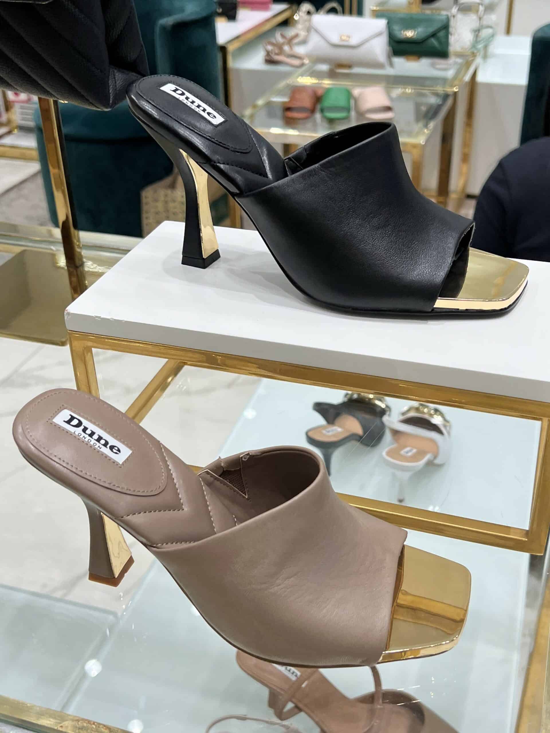retail women ss23 sandals mule square leather metals beige black dune 1 1