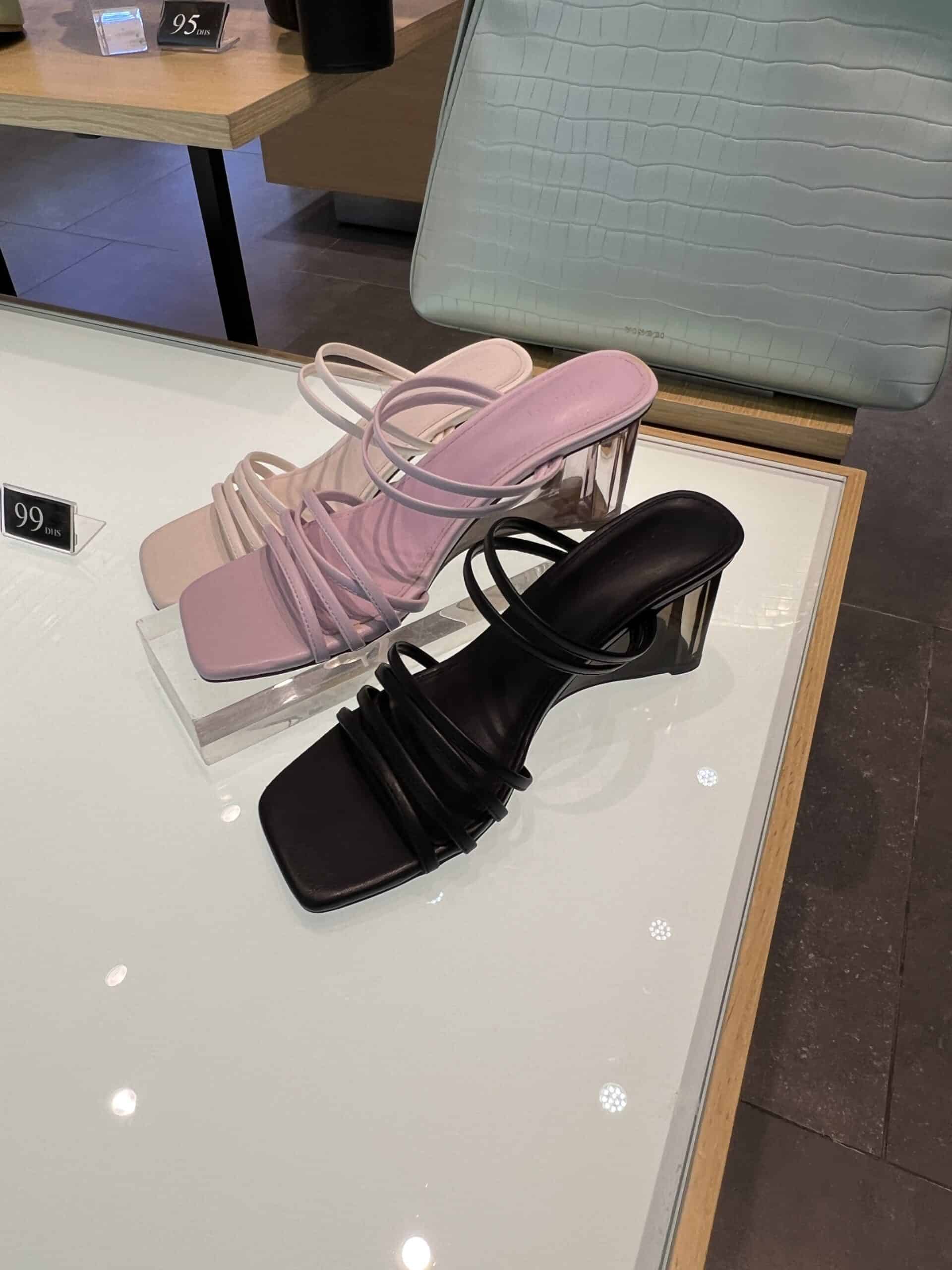 retail women ss23 sandals mule strappy wedge acrylic heels leather beige black pink vincci 1