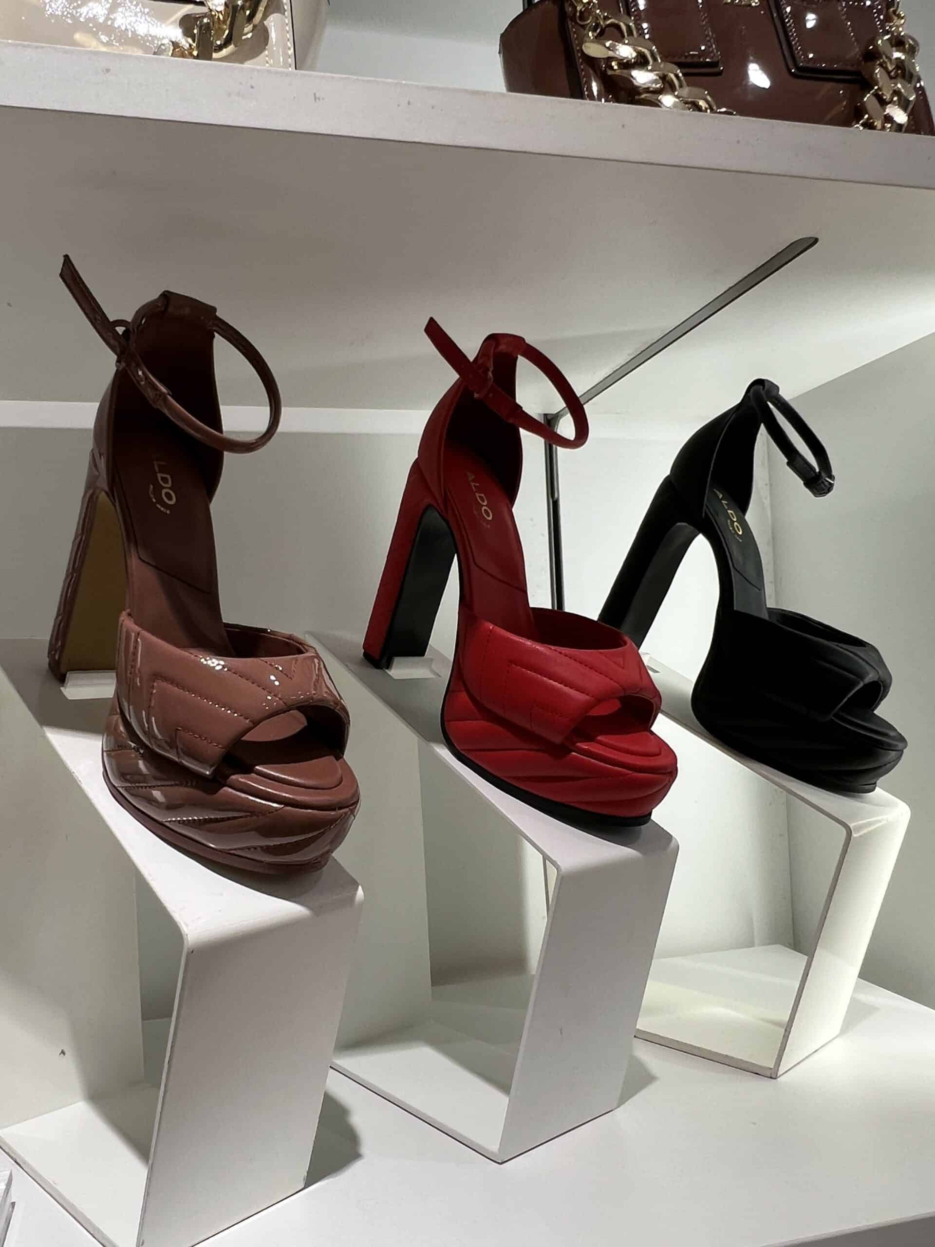 retail women ss23 sandals platform leather matelasse beige black red aldo