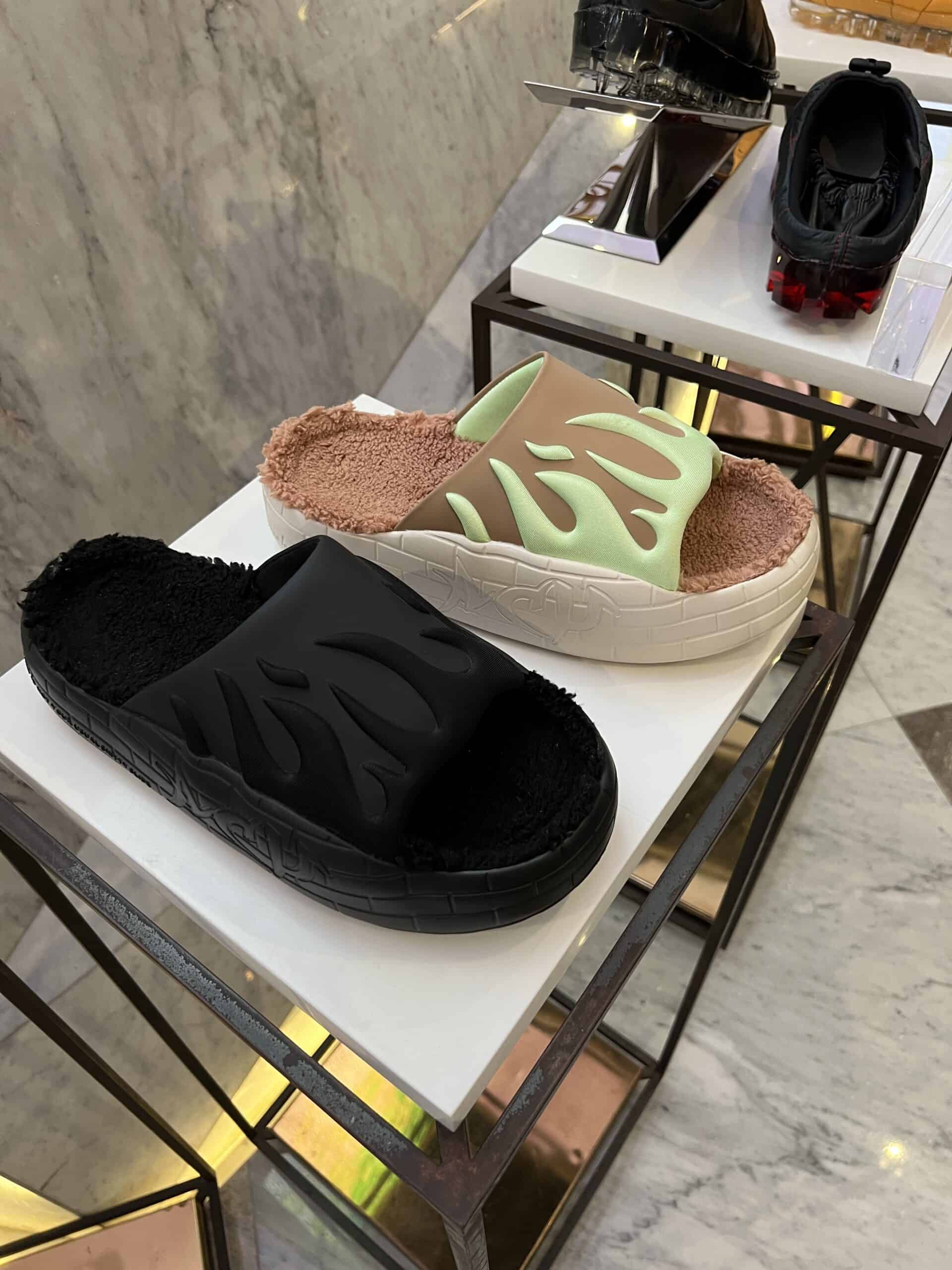 retail women ss23 sandals sporty slide platform jelly terry beige black green