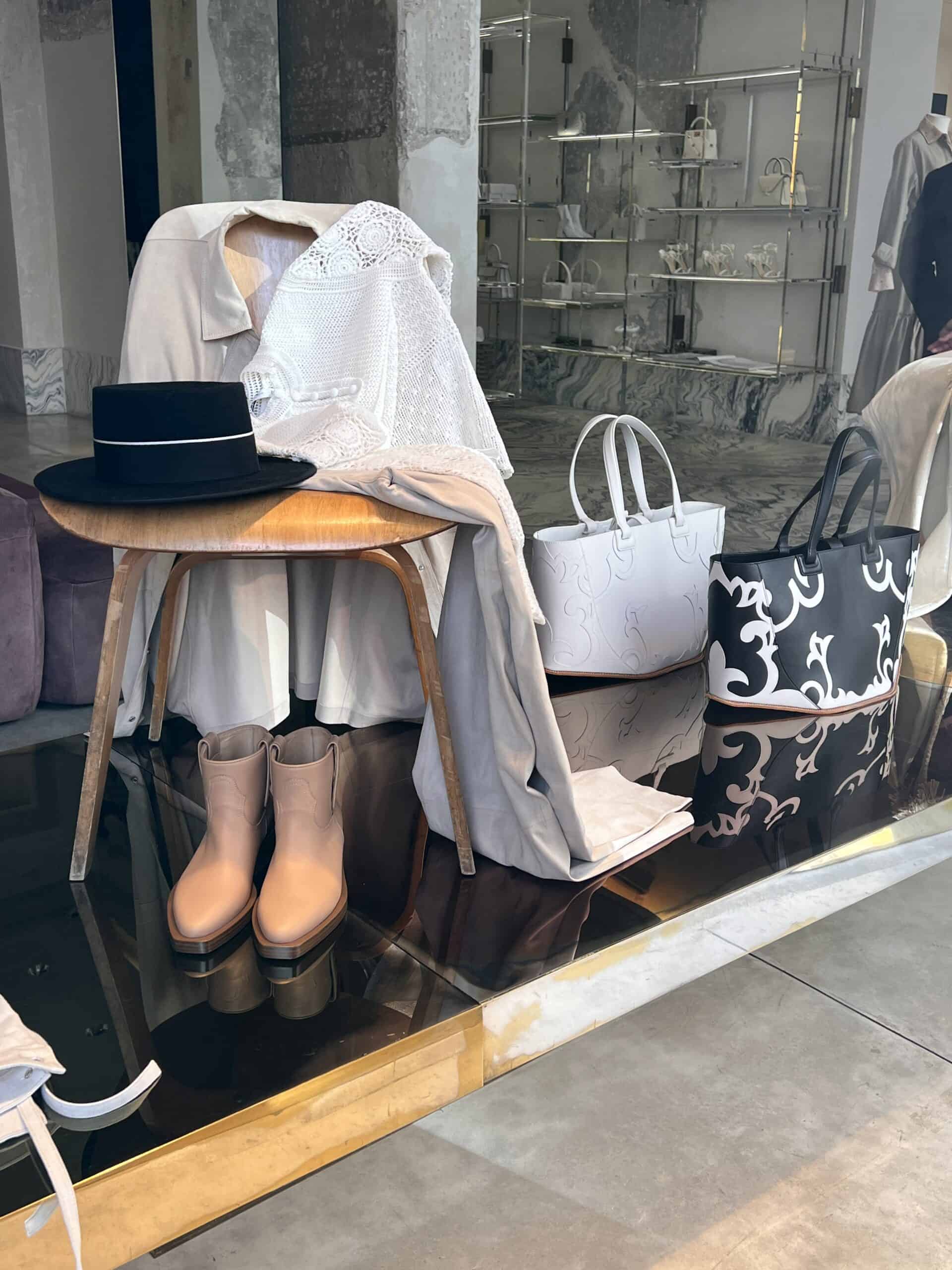1 retail women ss23 windows western booties leather bags shopper leather beige black white antonia