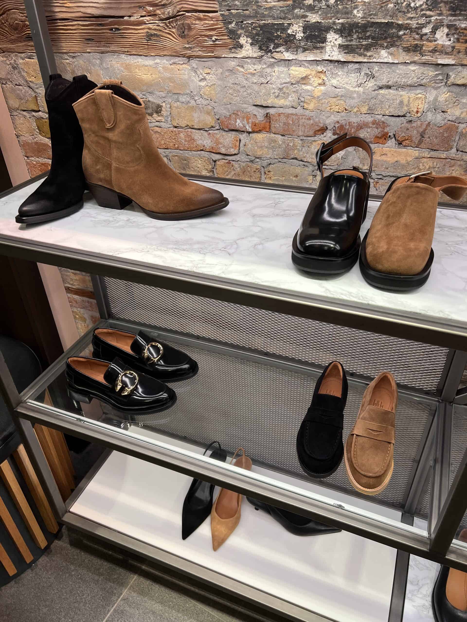 retail women ss23 western booties scarpins slingback flats loafer leather patent black camel billibi