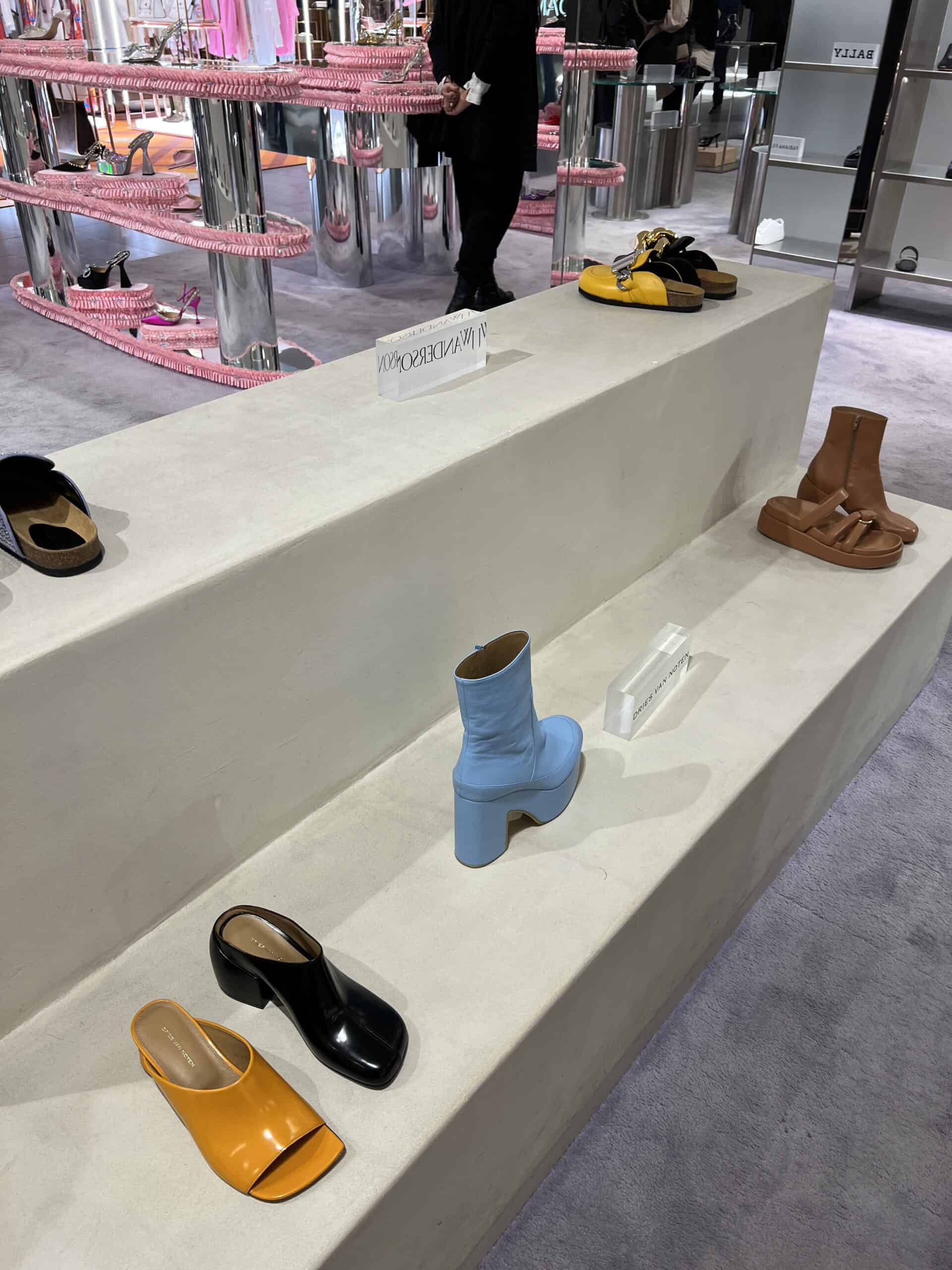 10 retail women ss23 booties sandals scarpins mule square platform leather blue black orange dries van noten