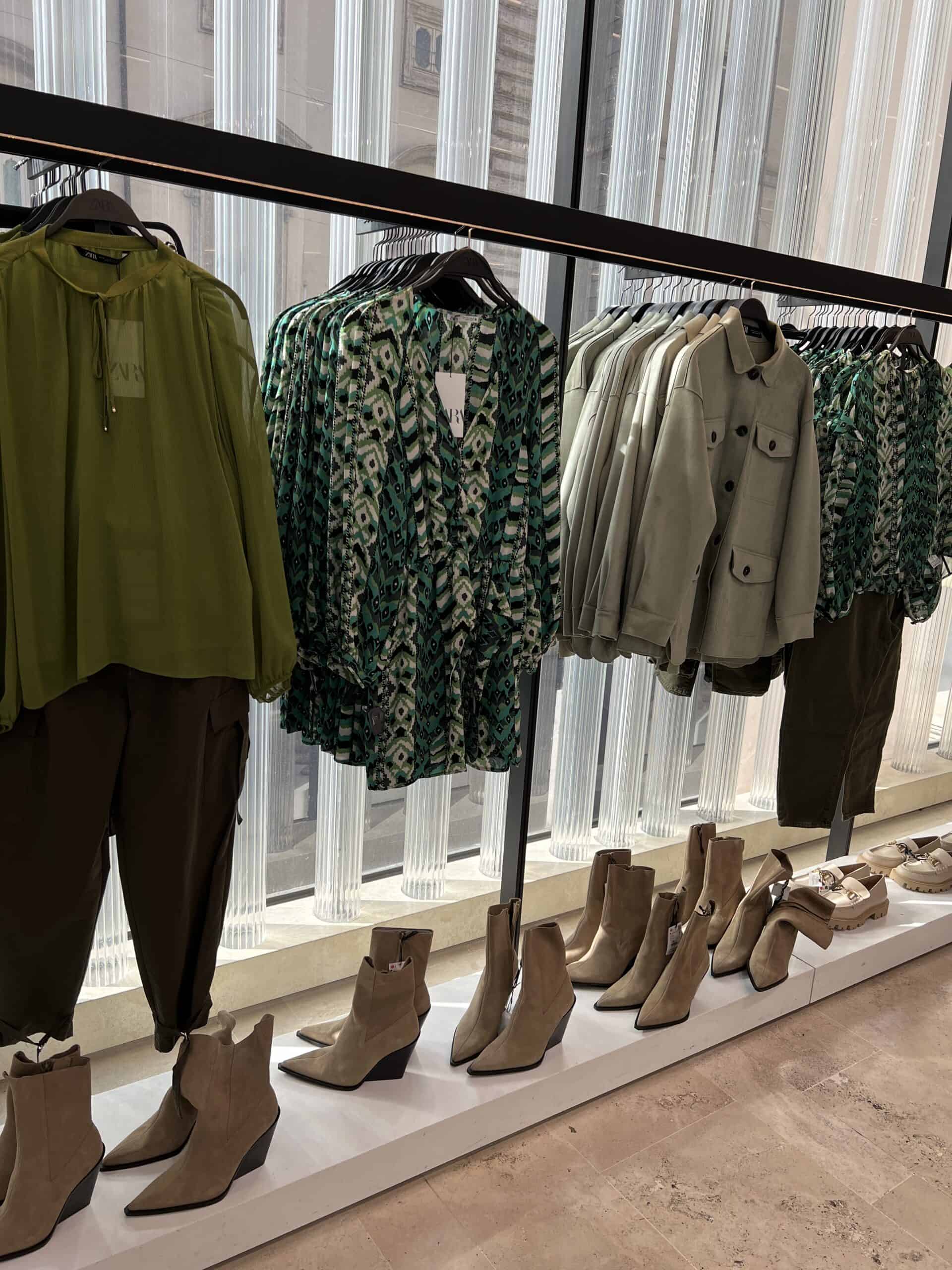 20 retail women ss23 clothes prints optical western booties wedge wood suede beige brown green zara