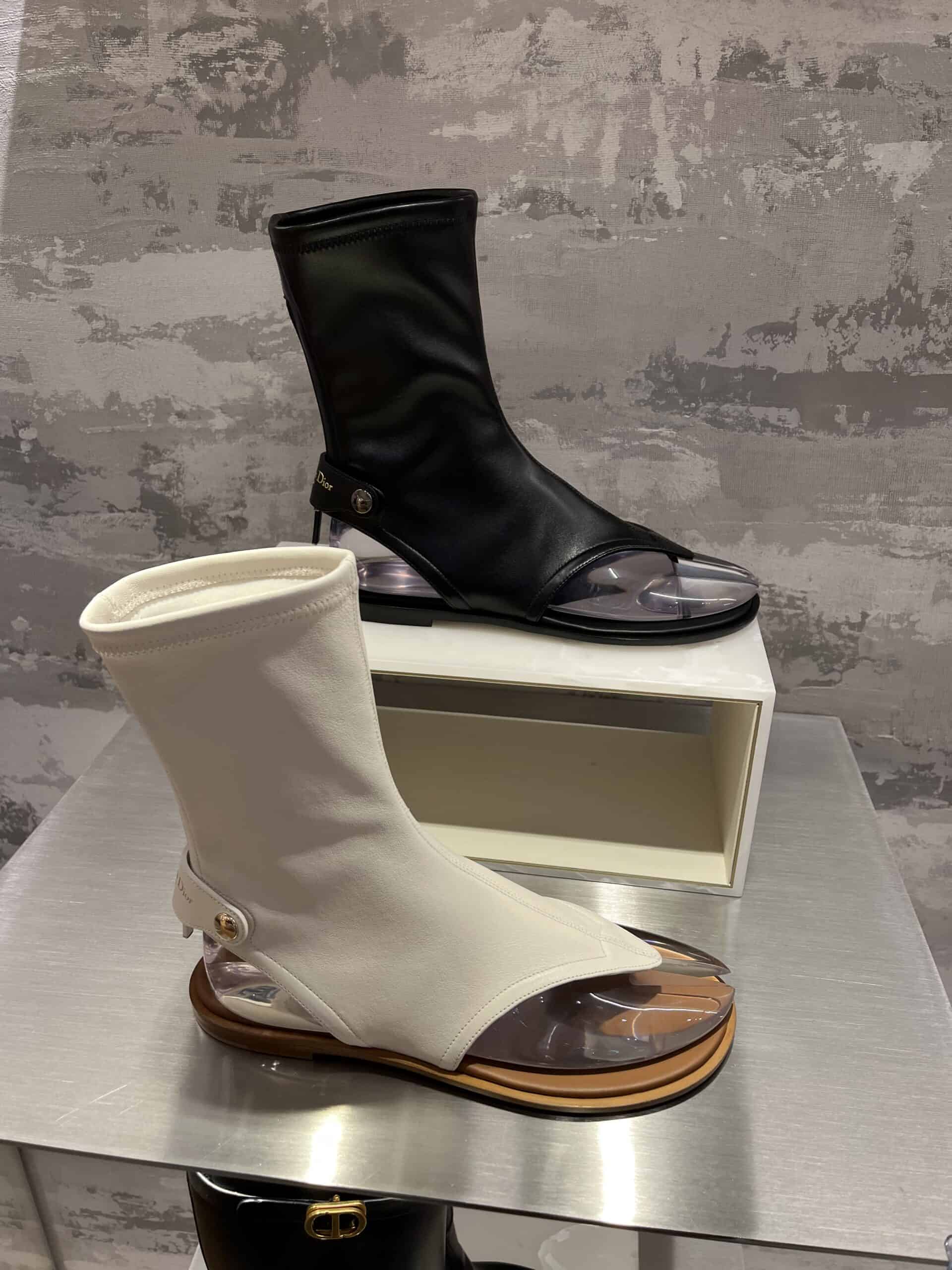 31 retail women ss23 open booties sandals toe socks leather black white dior le bon marche