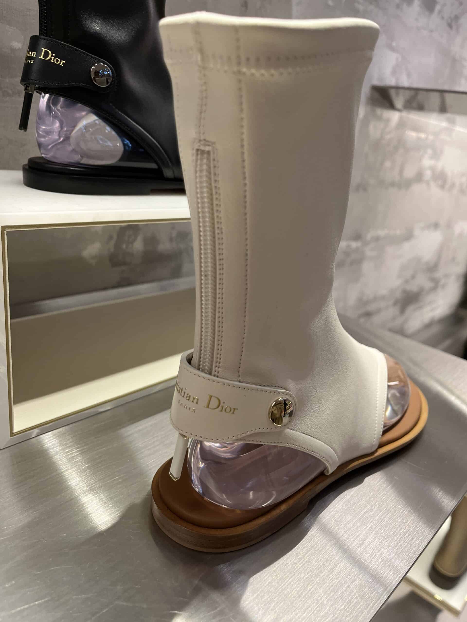 32 retail women ss23 open booties sandals toe socks leather white dior le bon marche