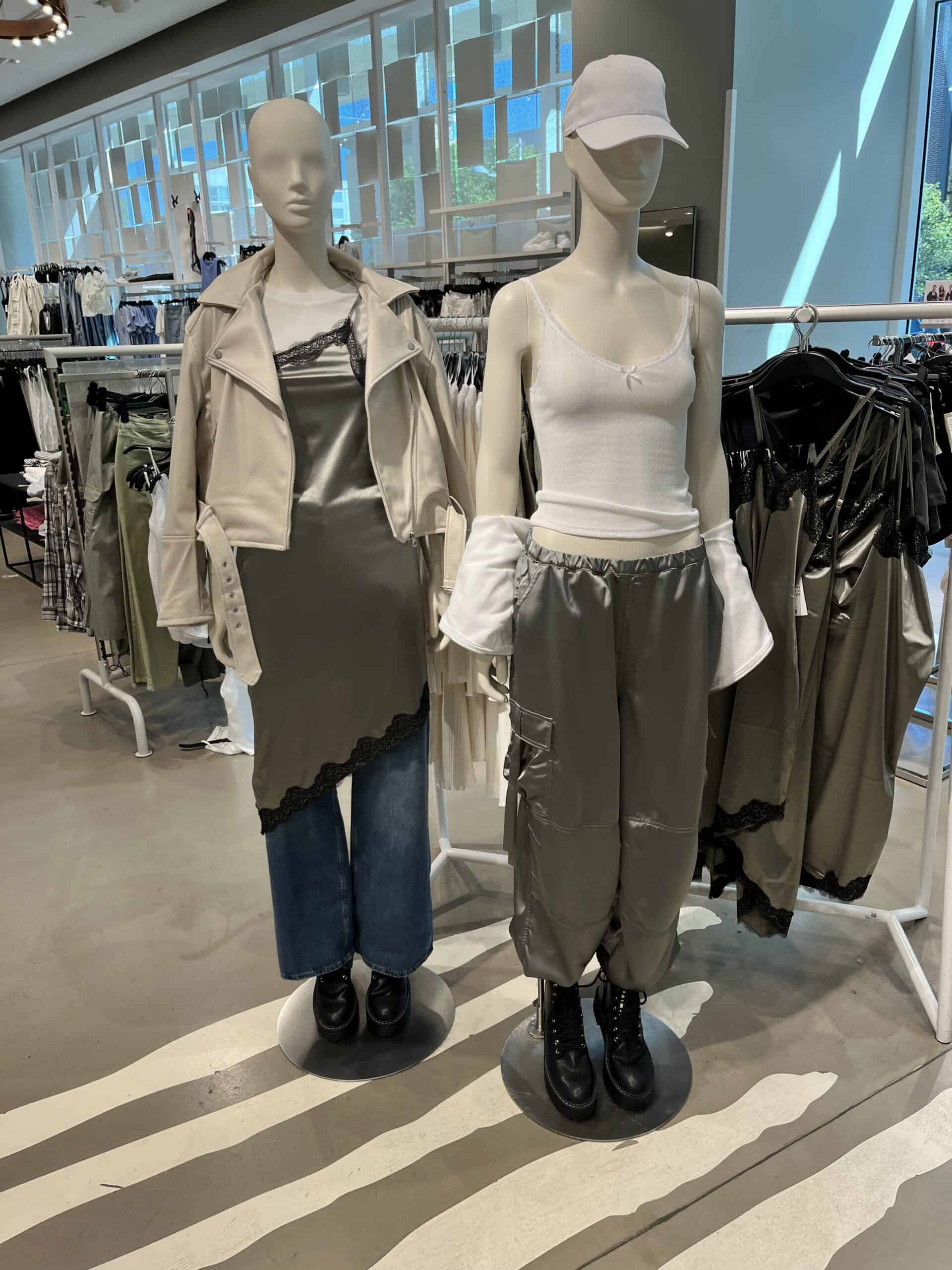 36 retail women ss23 clothes satin combat booties leather beige black gray hm