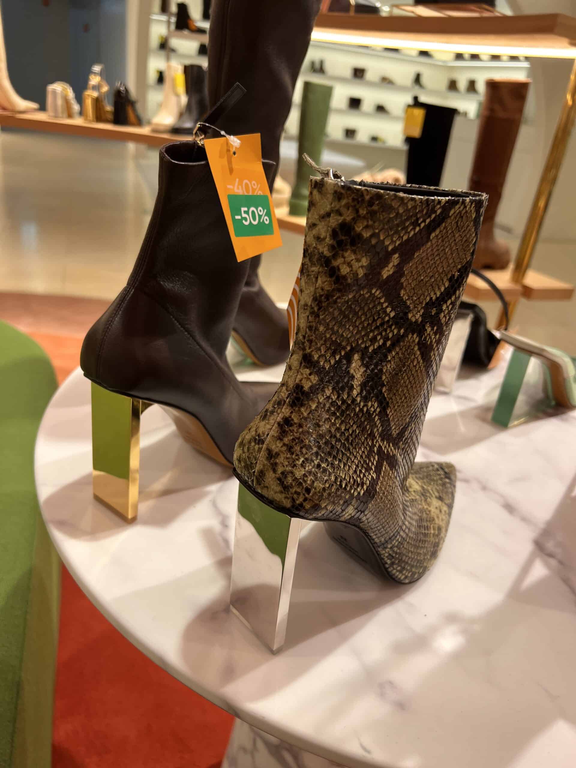 58 retail women ss23 booties block metal heels leather prints animalier neutrals le bon marche