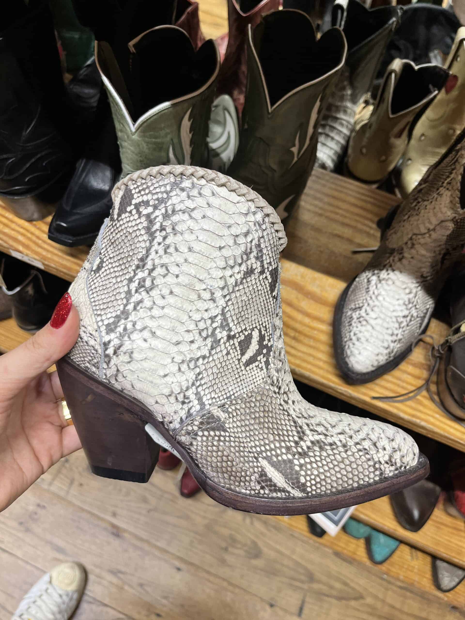 retail women ss23 western booties block heels leather prints animalier beige allens boots 1