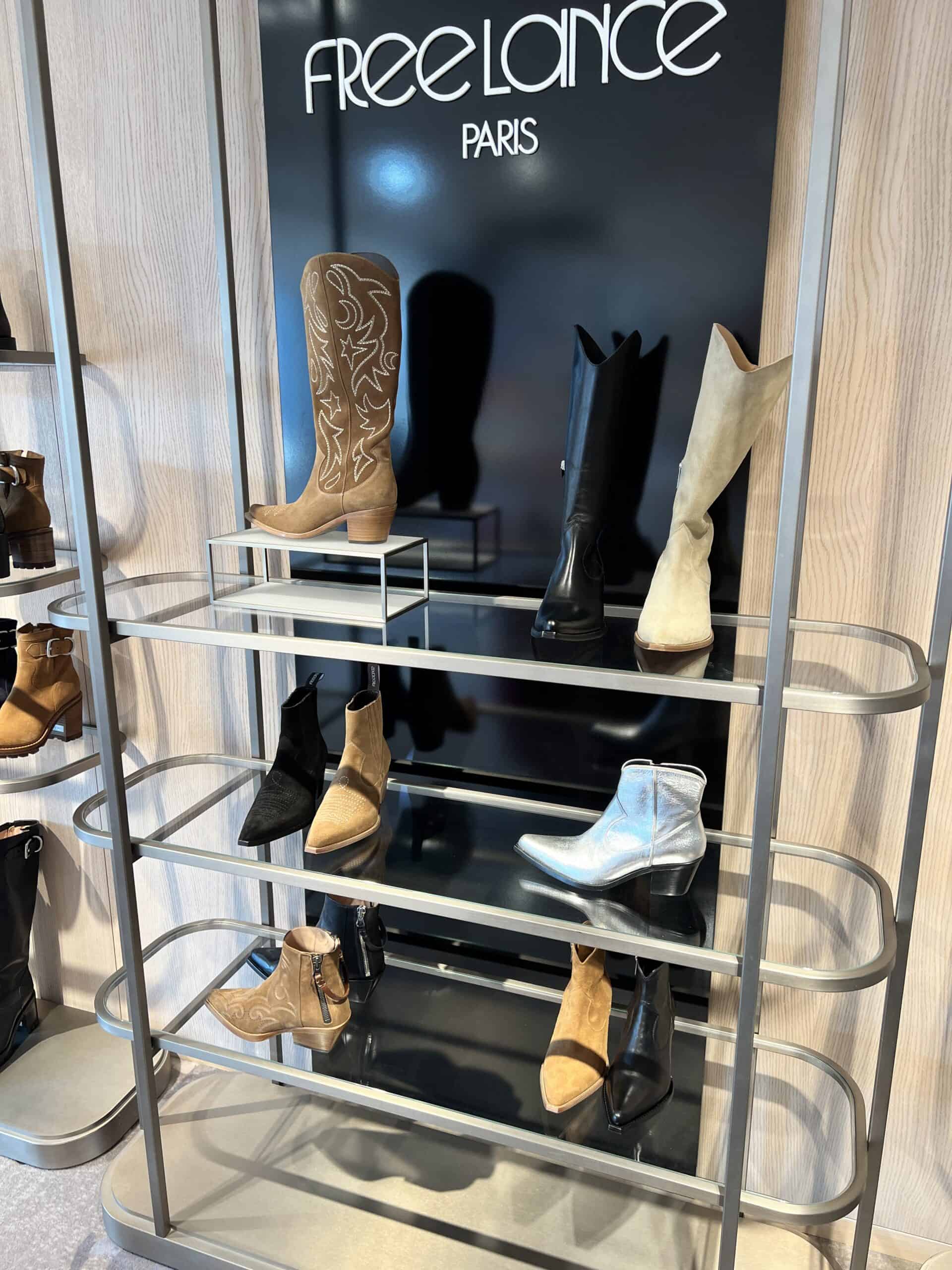 retail women ss23 western boots booties leather metallics suede emboidery neutrals freelance samaritaine