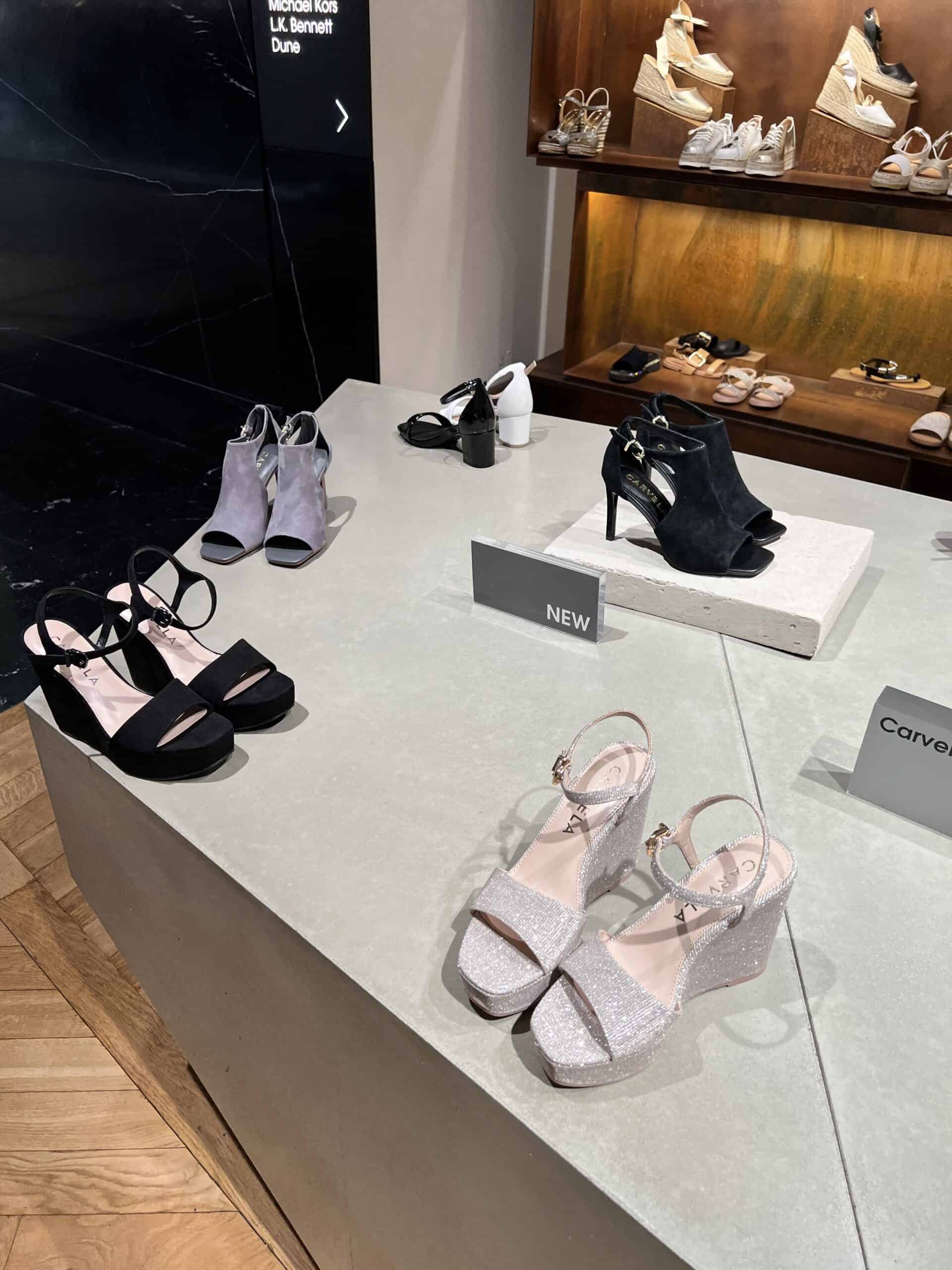1 retail women ss23 sandals wedge open booties suede mesh crystals black gray carvela