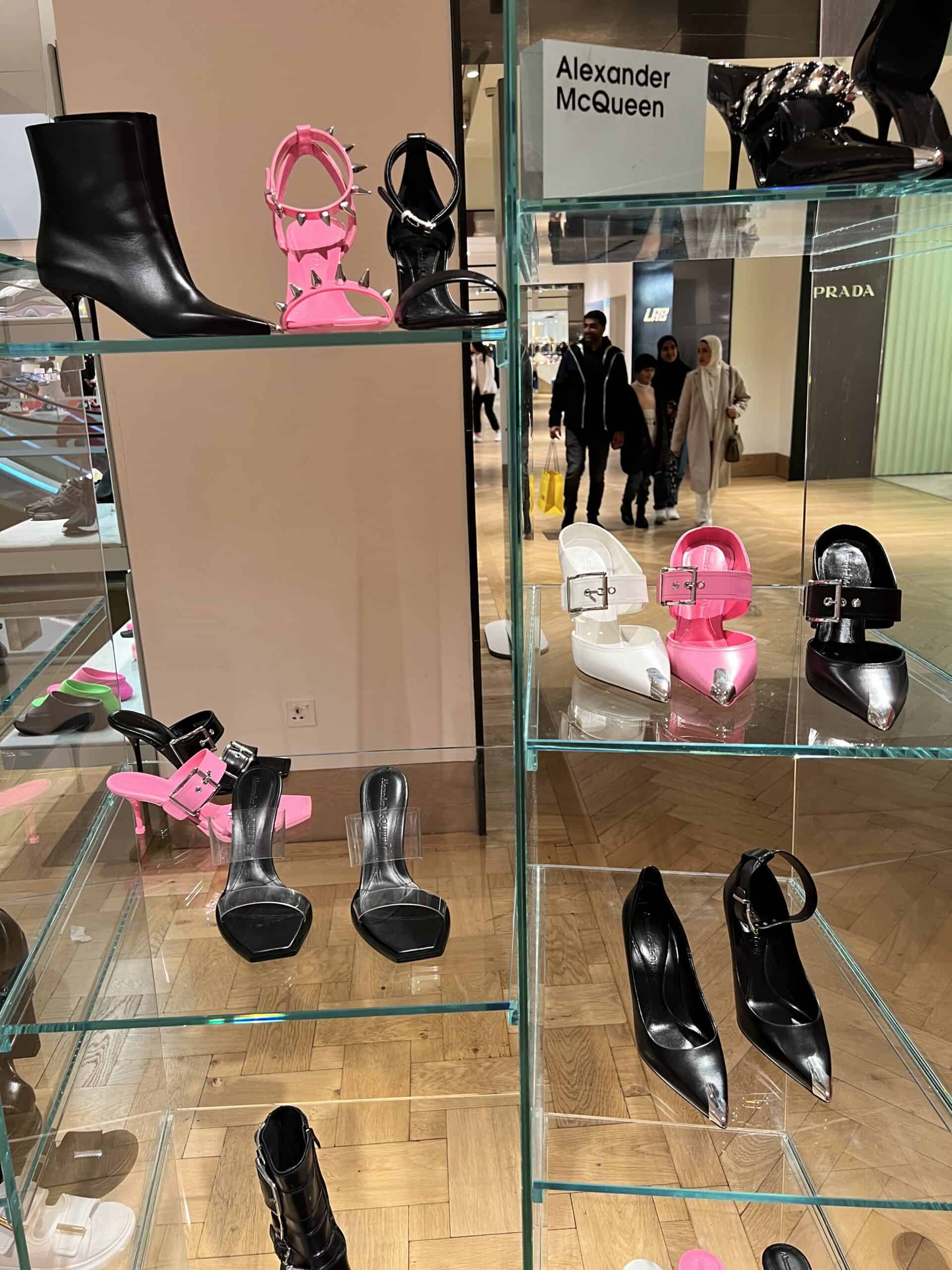 2 retail women ss23 booties sandals scarpins mule leather vynil buckles black pink mcqueen