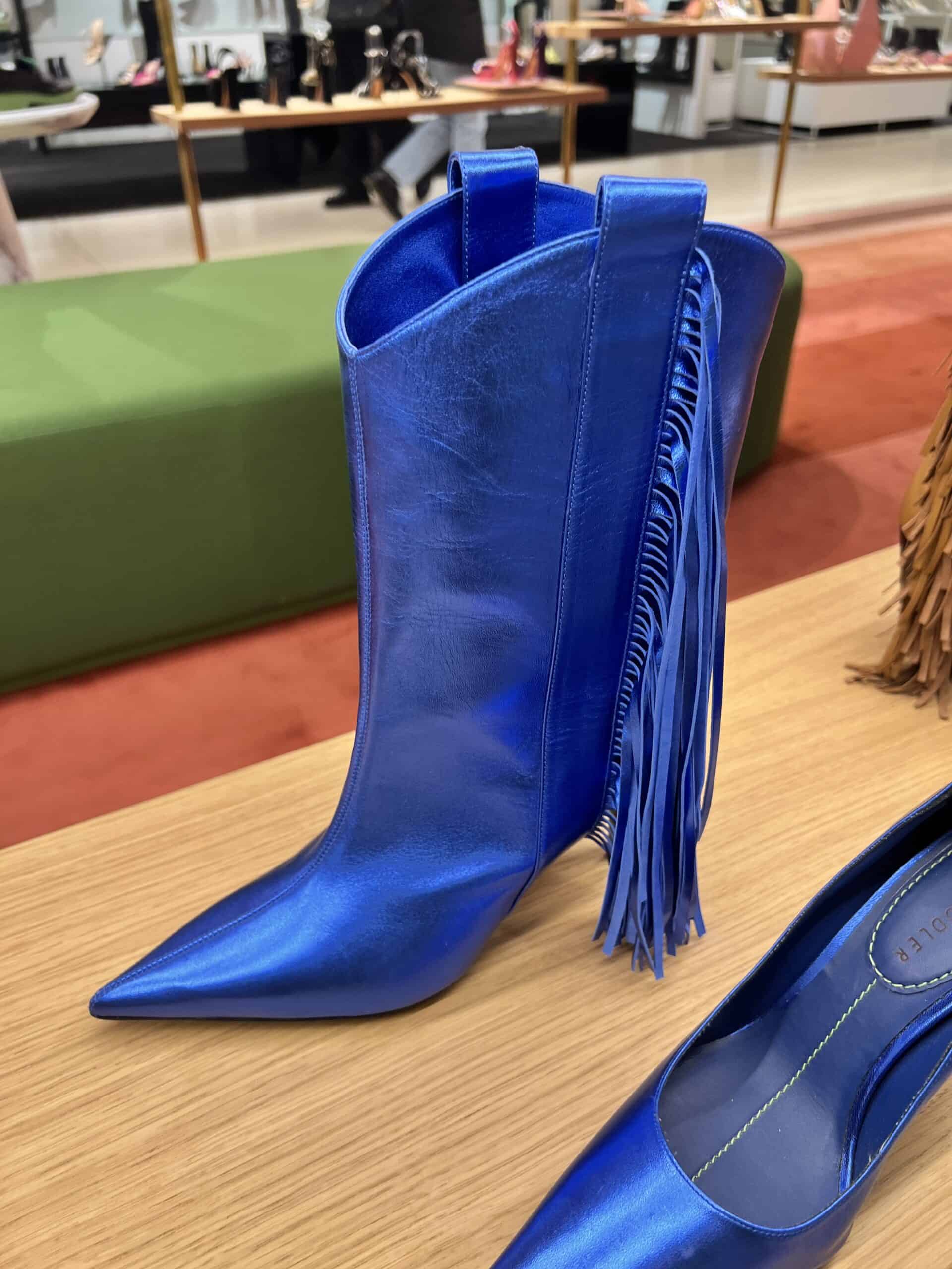 5 retail women ss23 western booties leather metallics fringes blue the saddler printemps